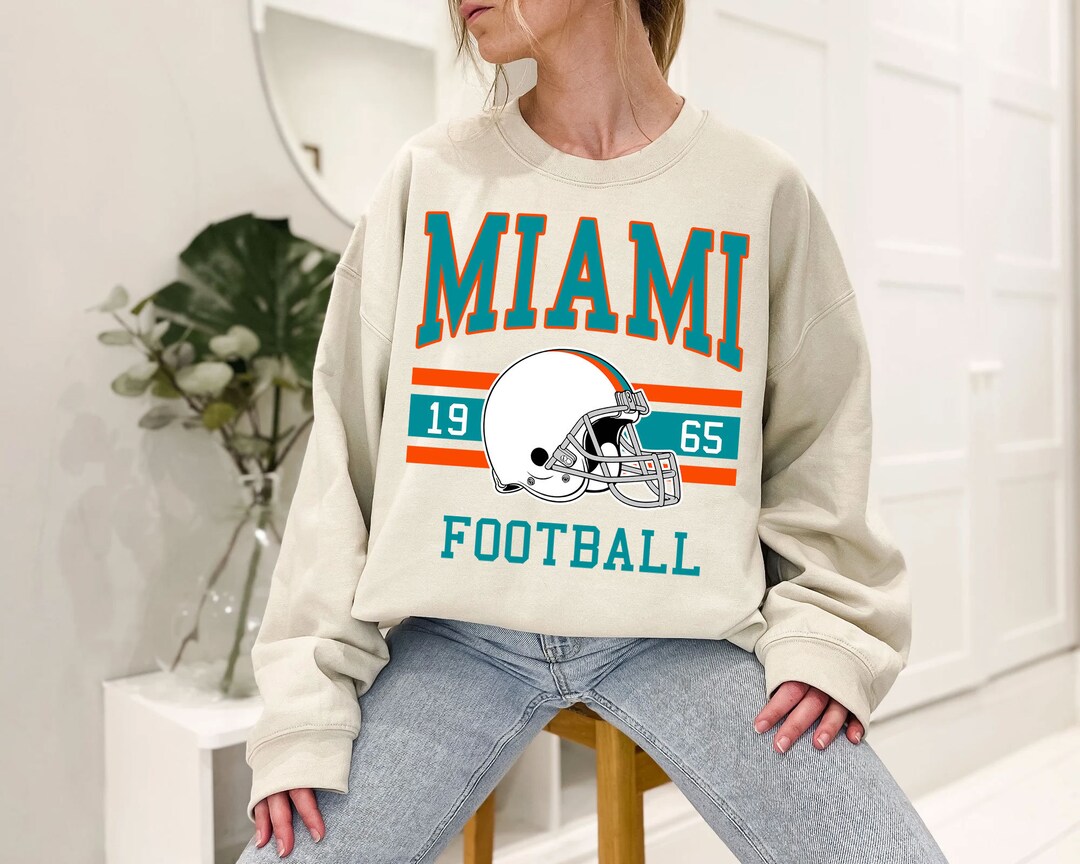 Retro Miami Football Crewneck Sweatshirt Hoodie Shirt Gifts for NFL Fans