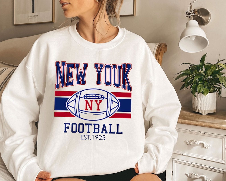 Retro New York Football Crewneck Sweatshirt Hoodie Shirt Gifts for NFL Fans - Image 3