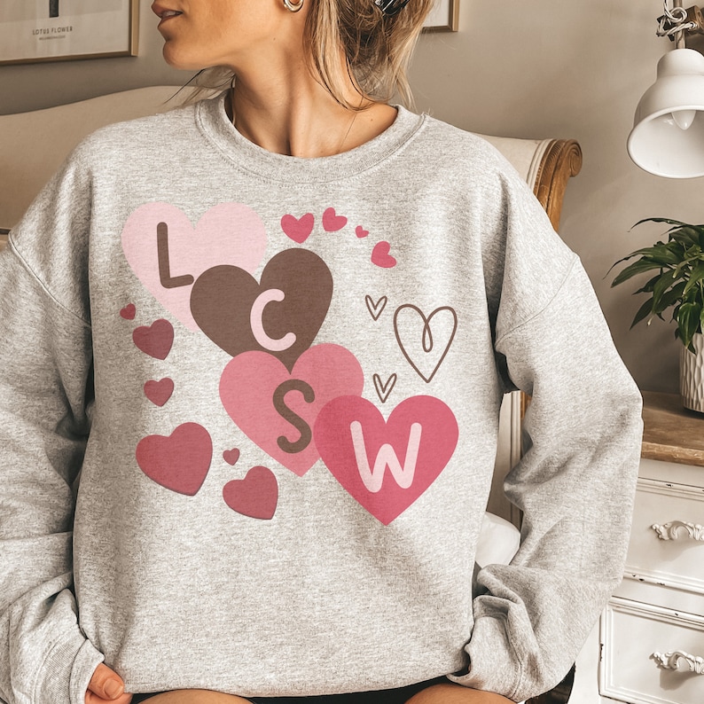 Retro Social Worker Sweatshirt Valentine's Day Social Worker Sweatshirt lcsw Sweater Licensed Clinical Social Worker Gift Valentine's Day - Image 4