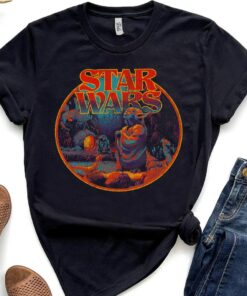 Retro Star Wars 70's Styler Circle Portrait Logo Shirt, Galaxy's Edge Trip Unisex T-shirt Family Birthday Gift Adult Kid Toddler Tee