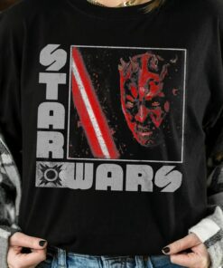 Retro Star Wars Darth Maul Distressed Square Portrait Shirt, Galaxy's Edge Holiday Unisex T-shirt Family Birthday Gift Adult Kid Toddler Tee