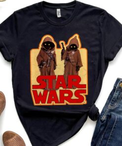 Retro Star Wars Jawas Posing Vintage Sticker Graphic Shirt, Galaxy's Edge Holiday Unisex T-shirt Family Birthday Gift Adult Kid Toddler Tee