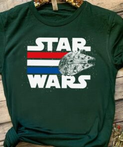 Retro Star Wars Millennium Falcon Stripes Red White and Blue Shirt, Galaxy's Edge Unisex T-shirt Family Birthday Gift Adult Kid Toddler Tee