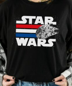 Retro Star Wars Millennium Falcon Stripes Red White and Blue Shirt, Galaxy's Edge Unisex T-shirt Family Birthday Gift Adult Kid Toddler Tee