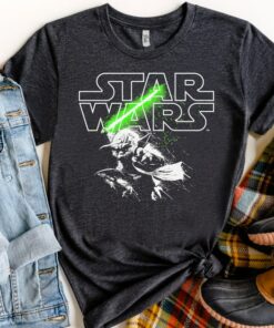Retro Star Wars Yoda Master Lightsaber Logo Classic Shirt, Galaxy's Edge Holiday Unisex T-shirt Family Birthday Gift Adult Kid Toddler Tee
