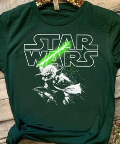 Retro Star Wars Yoda Master Lightsaber Logo Classic Shirt, Galaxy's Edge Holiday Unisex T-shirt Family Birthday Gift Adult Kid Toddler Tee