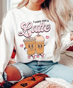 Retro Valentine's Day Coffee Lover Shirt: Latte & Gift-Worthy