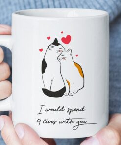 Romantic Cat Valentines Mug, Valentines Day Gift For Him Or Her, Cat Lover Gift