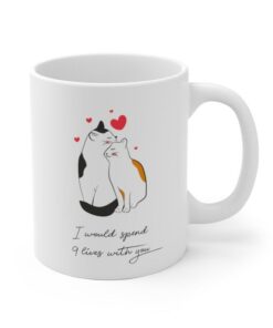 Romantic Cat Valentines Mug, Valentines Day Gift For Him Or Her, Cat Lover Gift