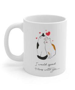 Romantic Cat Valentines Mug, Valentines Day Gift For Him Or Her, Cat Lover Gift