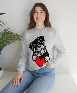 Rottweiler valentines day Rottweiler with heart Rottweiler valentines day sweater Unisex Crewneck Sweatshirt