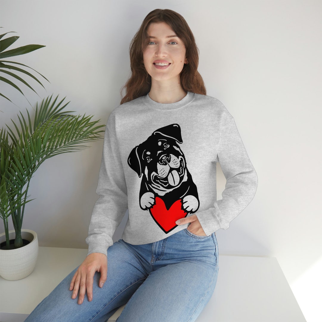 Rottweiler valentines day Rottweiler with heart Rottweiler valentines day sweater Unisex Crewneck Sweatshirt