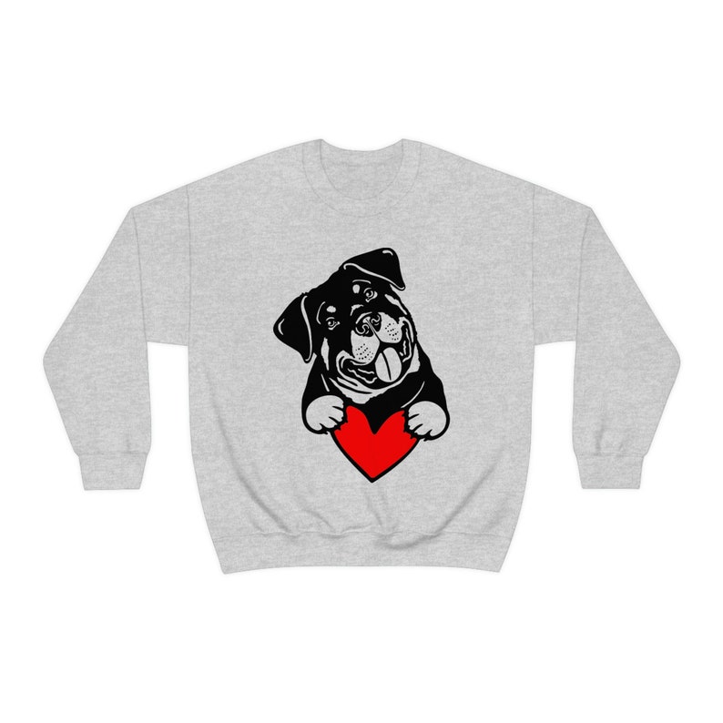 Rottweiler valentines day Rottweiler with heart Rottweiler valentines day sweater Unisex Crewneck Sweatshirt - Image 3