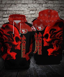 San Francisco 49Ers Nfl Football Skull Red 3D All Over Printed Hoodie, Zip Up Hoodie