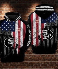 San Francisco 49Ers Nfl Football Us Flag Black 3D All Over Print Zip Up Hoodie Option