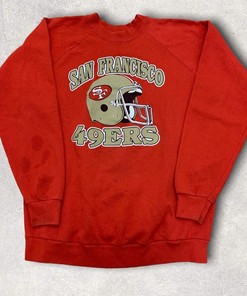 San Francisco 49Ers Pullover Tshirt Hoodie Crewneck Sweatshirt Reprinted Full Color Full Size Gifts For NFL Fans