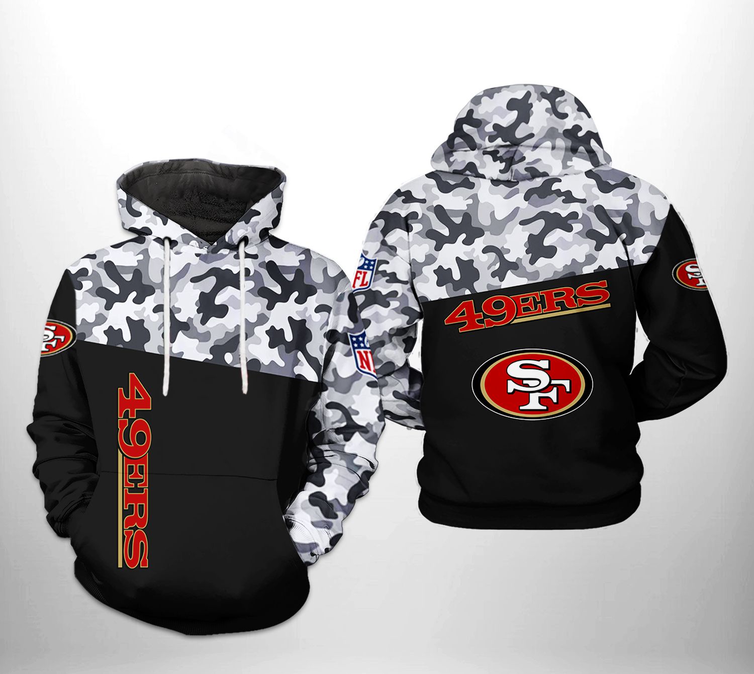San Francisco 49Ers Nfl Camo Veteran Team 3D All Over Print Zip Up Hoodie Option