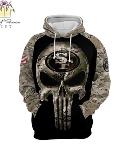 San Francisco 49Ers Nfl Camouflage Punisher 3D All Over Print Zip Up Hoodie Option