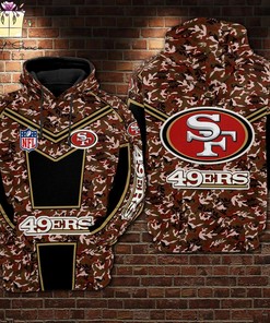 San Francisco 49Ers Nfl Camouflage Red 3D Printed Pull Over Zip Up Hoodie