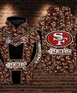 San Francisco 49Ers Nfl Football Camouflage Red 3D All Over Print Zip Up Hoodie Option