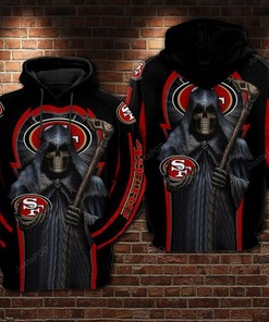 San Francisco 49Ers Nfl Football Skull Death 3D All Over Print Zip Up Hoodie Option