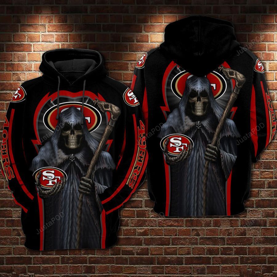 San Francisco 49Ers Nfl Football Skull Death 3D All Over Print Zip Up Hoodie Option
