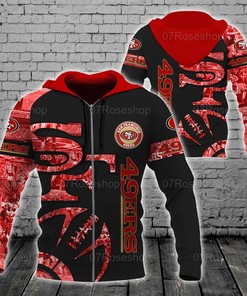 San Francisco 49Ers Nfl Half Logo 3D All Over Print Zip Up Hoodie Option