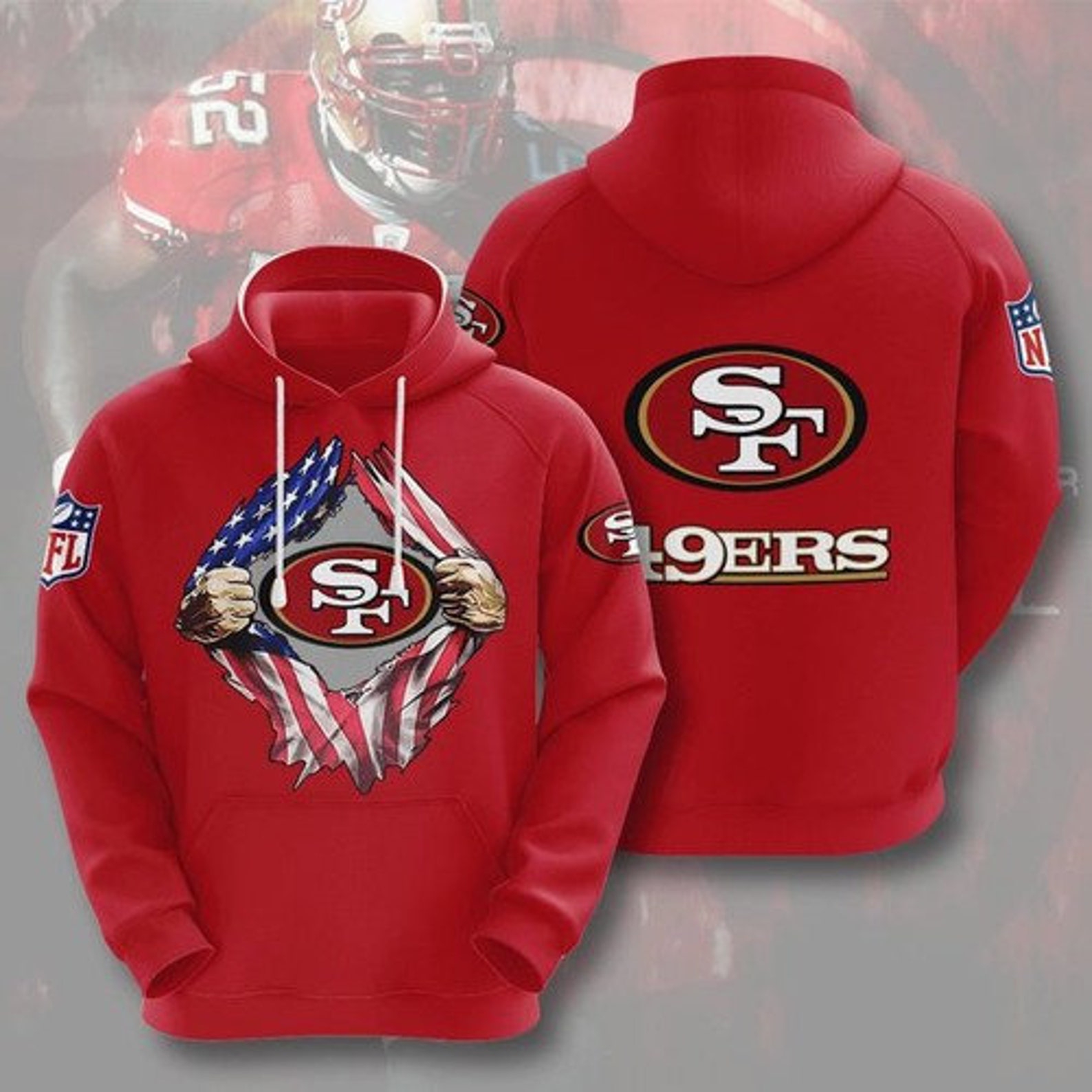 San Francisco 49Ers Nfl Hoodie 3D All Over Printed Hoodie, Zip Up Hoodie
