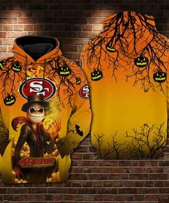 San Francisco 49Ers Nfl Jack Skellington Halloween 3D All Over Print Pullover And Zip Up Hoodie Football Team Apparel