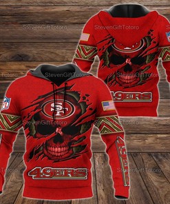 San Francisco 49Ers Nfl Skull 3D Unisex Hoodie Pullover And Zip Up Available