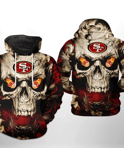 San Francisco 49Ers Nfl Skull Team 3D All Over Print Zip Up Hoodie Option