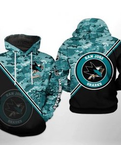 San Jose Sharks Nhl Camo Team 3D All Over Print Zip Up Hoodie Option