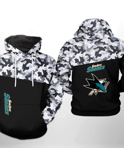 San Jose Sharks Nhl Camo Veteran 3D All Over Print Zip Up Hoodie Option