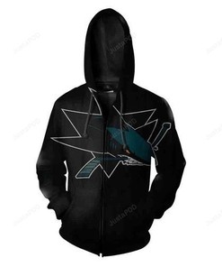 San Jose Sharks Nhl Football Big Logo Black Men And Women 3D Full Printing Pullover Zip Hoodie And Hoodie. San Jose Sharks 3D Full Printing Hoodie Shirt