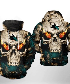 San Jose Sharks Nhl Skull 3D All Over Print Zip Up Hoodie Option