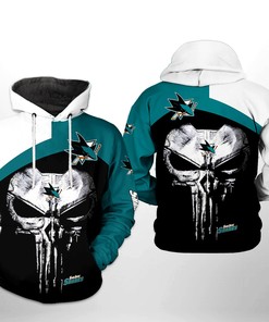 San Jose Sharks Nhl Skull Punisher 3D All Over Print Zip Up Hoodie Option