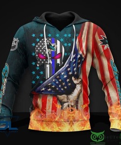San Jose Sharks Nhl Us Flag Skull 3D Printed Hoodie Sweatshirt Tshirt