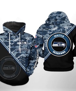 Seattle Seahawks Nfl Camo Team 3D All Over Print Zip Up Hoodie Option