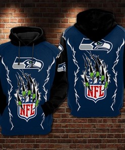 Seattle Seahawks Nfl Football Claws 3D All Over Printed Hoodie, Zip Up Hoodie
