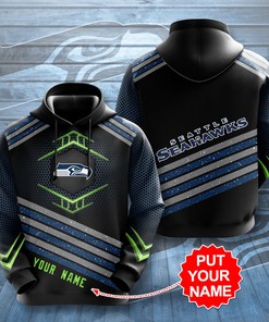 Seattle Seahawks Nfl Logo 3D Hoodie Personalized Custom Name 3D Printed Pull Over Hoodie, Zip Up Hoodie