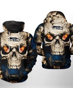 Seattle Seahawks Nfl Skull Team 3D All Over Print Zip Up Hoodie Option