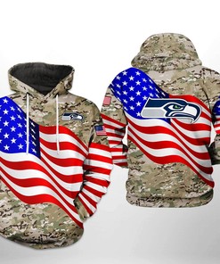 Seattle Seahawks Nfl Us Flag Camo Veteran Team 3D All Over Print Zip Up Hoodie Option