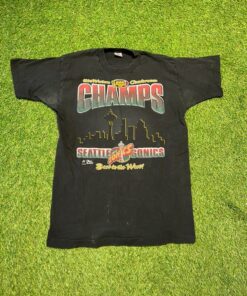 Seattle Supersonics 1996 Western Conference Champions Tshirt Hoodie Crewneck Sweatshirt Reprinted Full Color Full Size Gifts for NBA Fans
