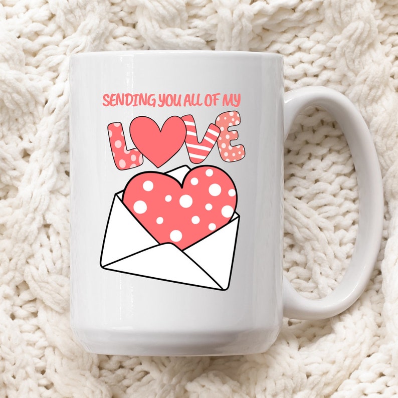 Sending You All My Love Mug, Valentines Day Gift, Couples Gift, Vuedelavie, Valentines Day Mug, Cupids Love
