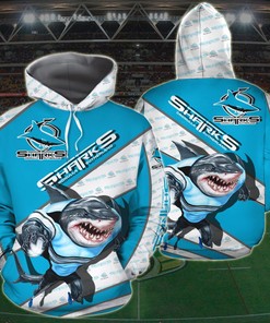 Show Your Support For The Cronulla Sutherland Sharks With Our Personalized 3D Mascot Hoodie Zip Up Or Pullover, All Over Print