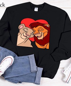 Simba and Nala Heart Sweatshirt, Disney Valentine Sweatshirt, Lion King Sweatshirt, Unisex Sweatshirt