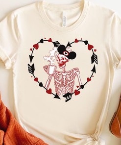Skeleton Coffee Tea Love Heart Happy Valentine's Day Sweatshirt: Skeleton Lovers Theme