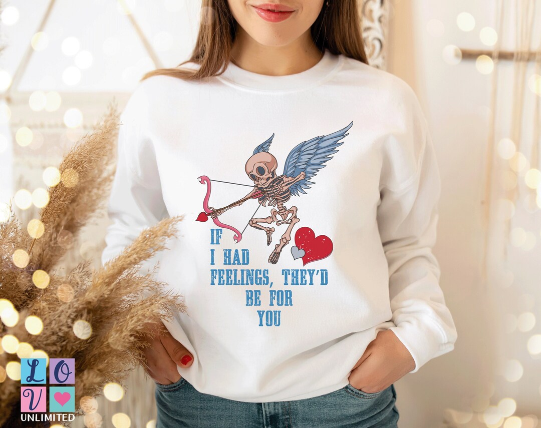 Skeleton Cupid Valentine's Day Sweatshirt, Valentine Sweatshirt, Unisex Valentines Day Sweater, Valentines Graphic Cupid Shirt Or Sweater
