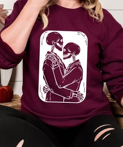 Skeleton Valentine's Sweater, Gothic Unisex, Horror Lover's V-Day Gift, Anniversary Sweatshirt, Creepy Cute Crewneck Pullover