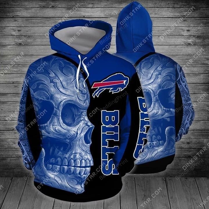 Skull Buffalo Bills 3D Hoodie Zip Hoodie, Nfl 3D All Over Print Hoodie Zip Hoodie